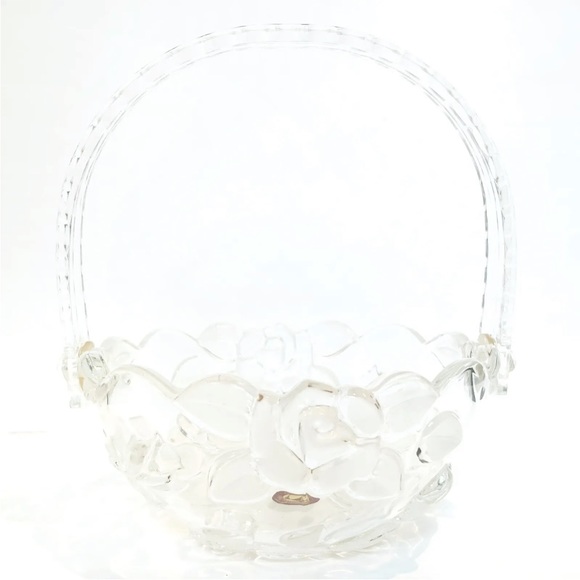 Original Waltherglas Made Germany Glass Rose Decorative Bowl Dish Frosted Floral - Picture 15 of 15